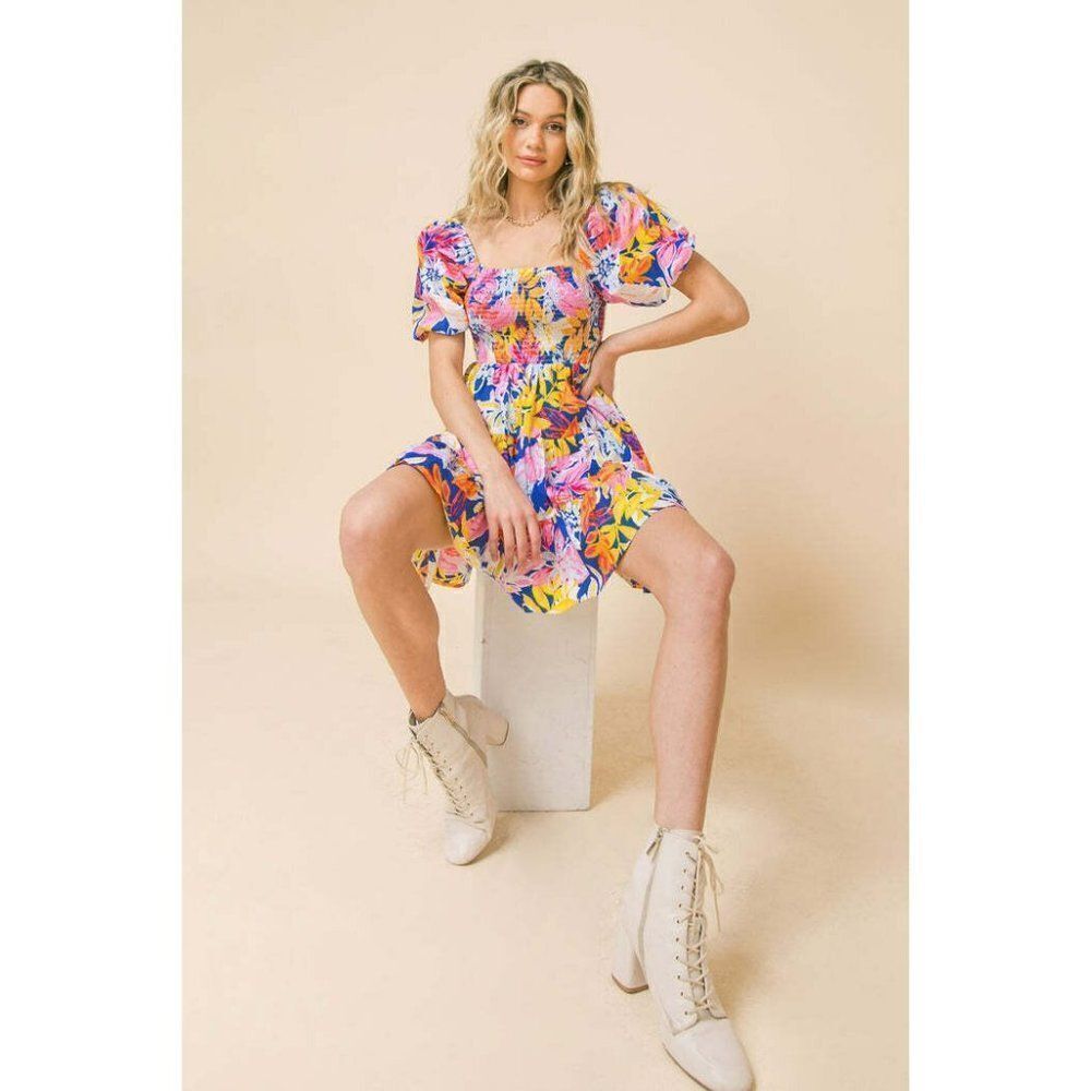 FLYING TOMATO LOVELY MEETING YOU WOVEN MINI DRESS FLORAL FLIRTY VACAY ID18744 - Picture 10 of 13